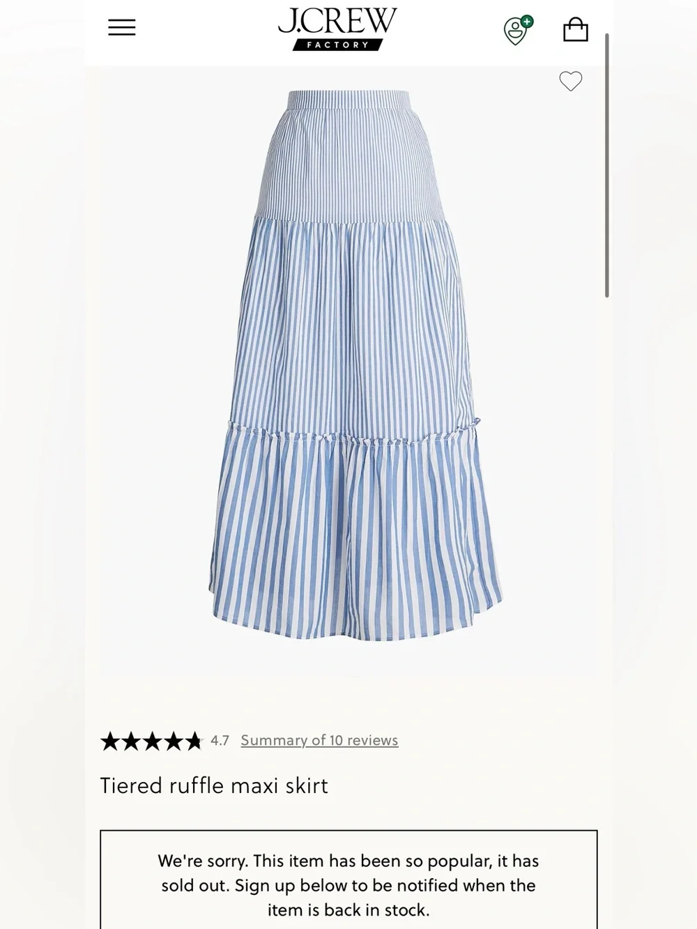 J. Crew Tiered Ruffle Maxi Skirt